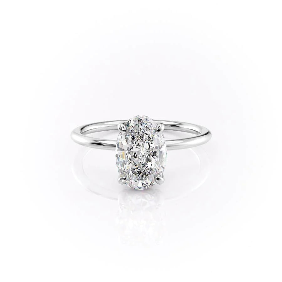 The Crown Liberty Set With Oval Solitaire Lab Diamond 1 Carat 14K White#material_white