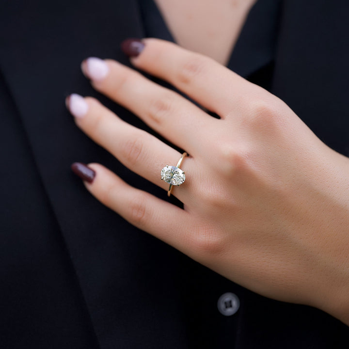 The Crown Liberty Oval Lab Diamond Moissanite Engagement Ring *Shown with 2.5 ct #material_gold