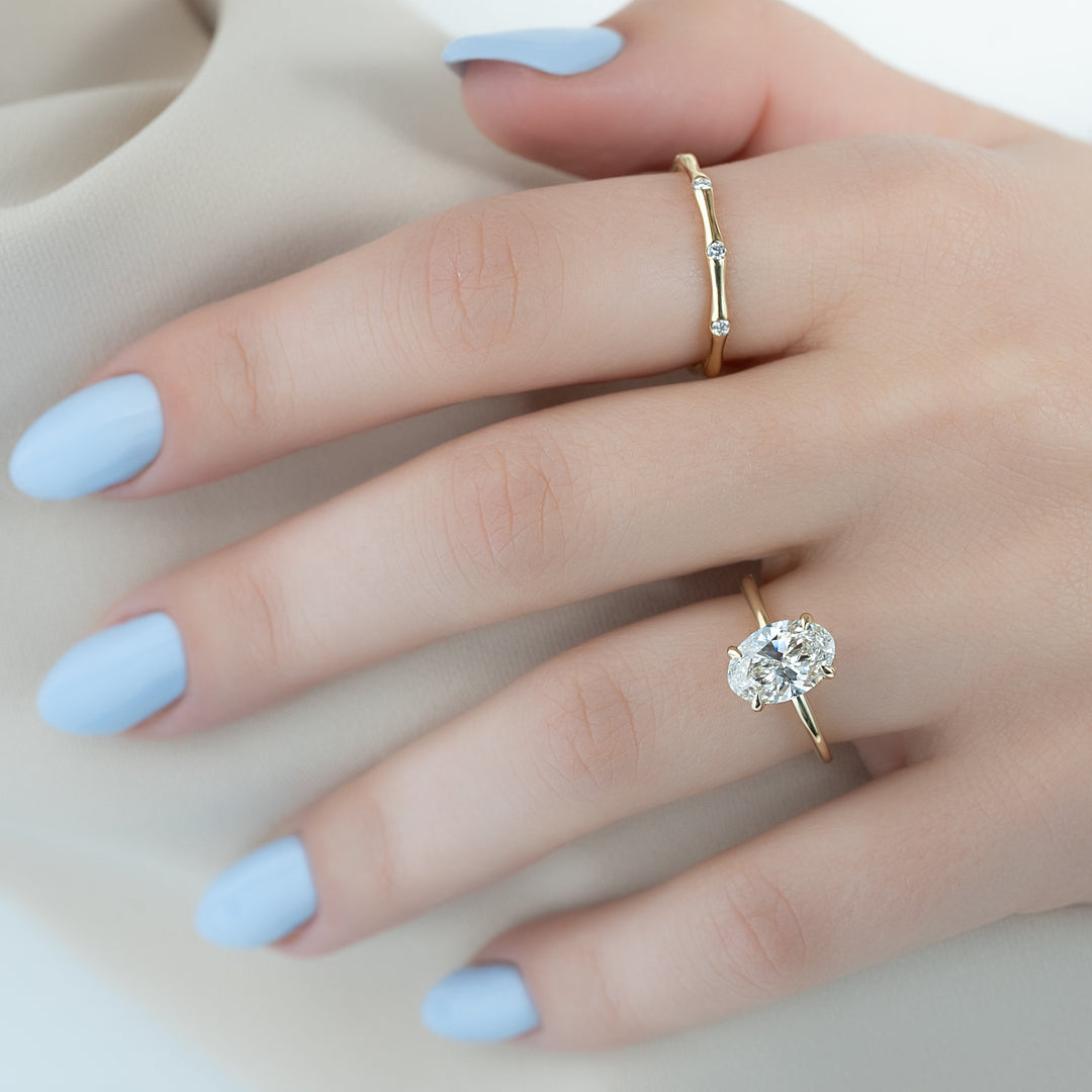 The Crown Liberty Oval Lab Diamond Moissanite Engagement Ring