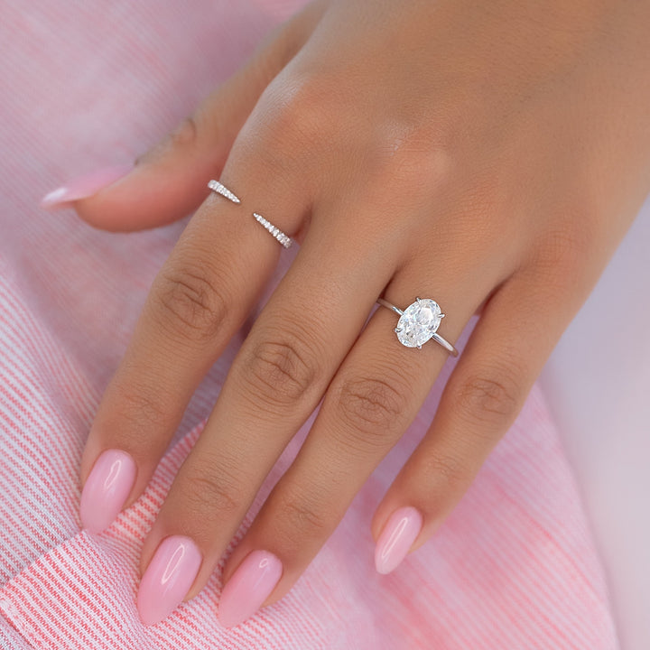 The Crown Liberty Oval Lab Diamond Moissanite Engagement Ring *Shown with 2 ct #material_white