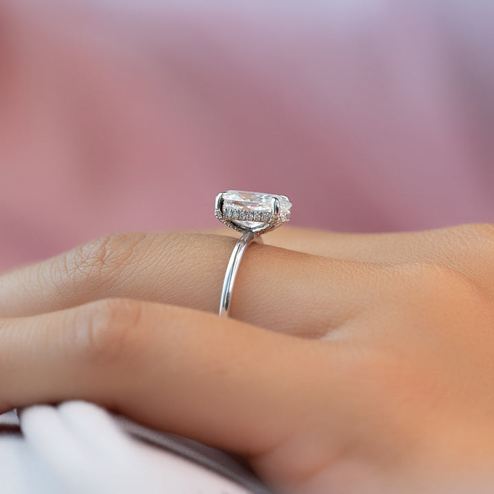 The Crown Liberty Oval Lab Diamond Moissanite Engagement Ring *Shown with 2 ct #material_white