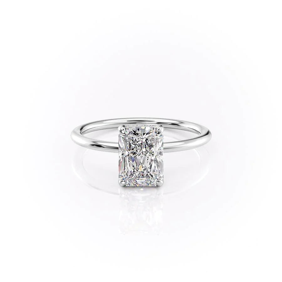 The Crown Liberty Set With Radiant Solitaire Lab Diamond 1 Carat 14K White#material_white