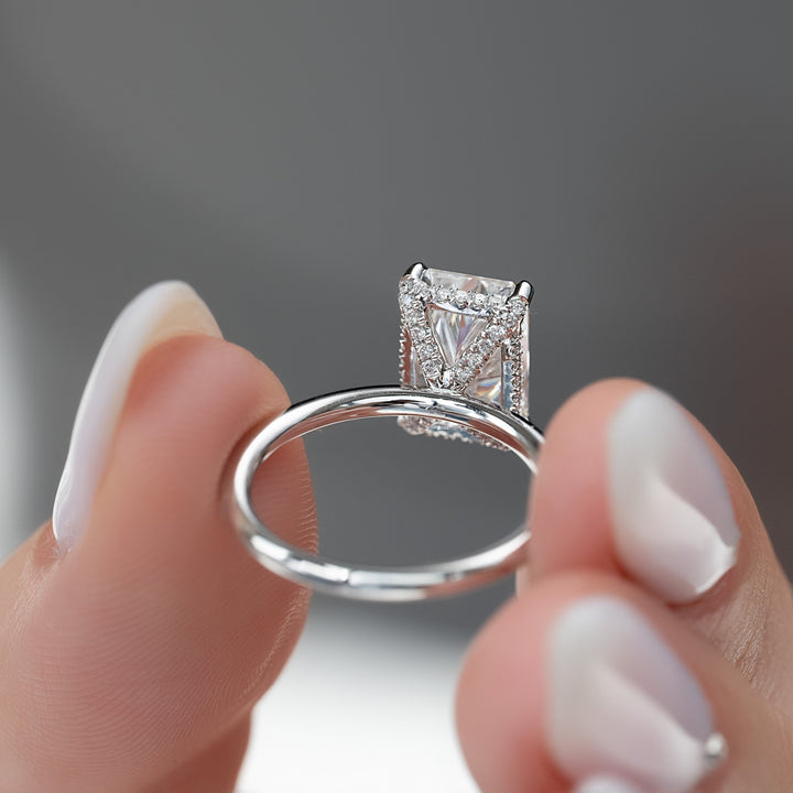 The Crown Liberty Radiant Lab Diamond Moissanite Engagement Ring *Shown with 3 ct #material_white
