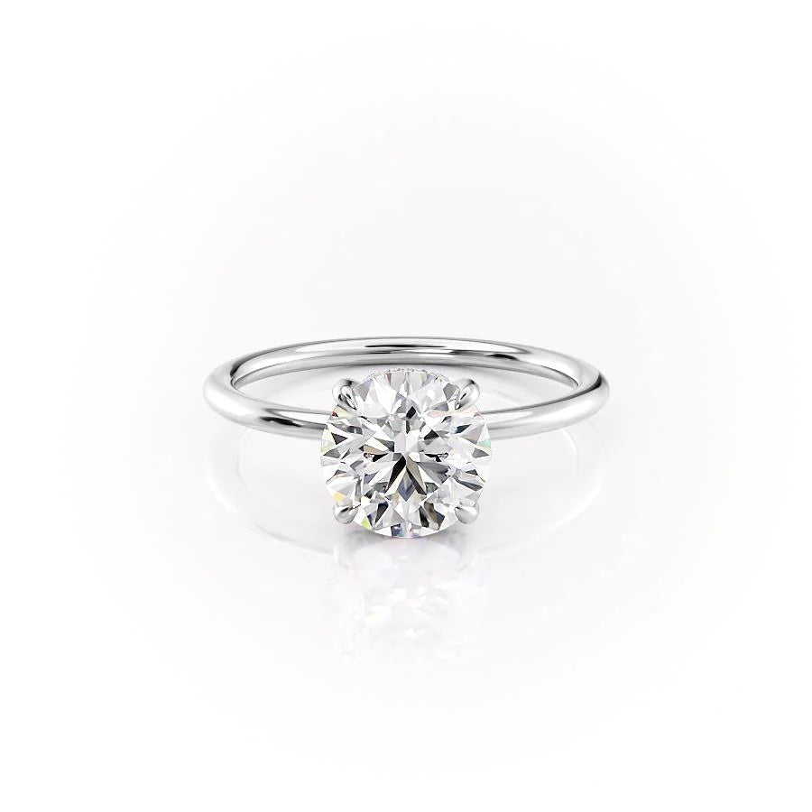 The Crown Liberty Set With Round Solitaire Lab Diamond 1 Carat 14K White#material_white