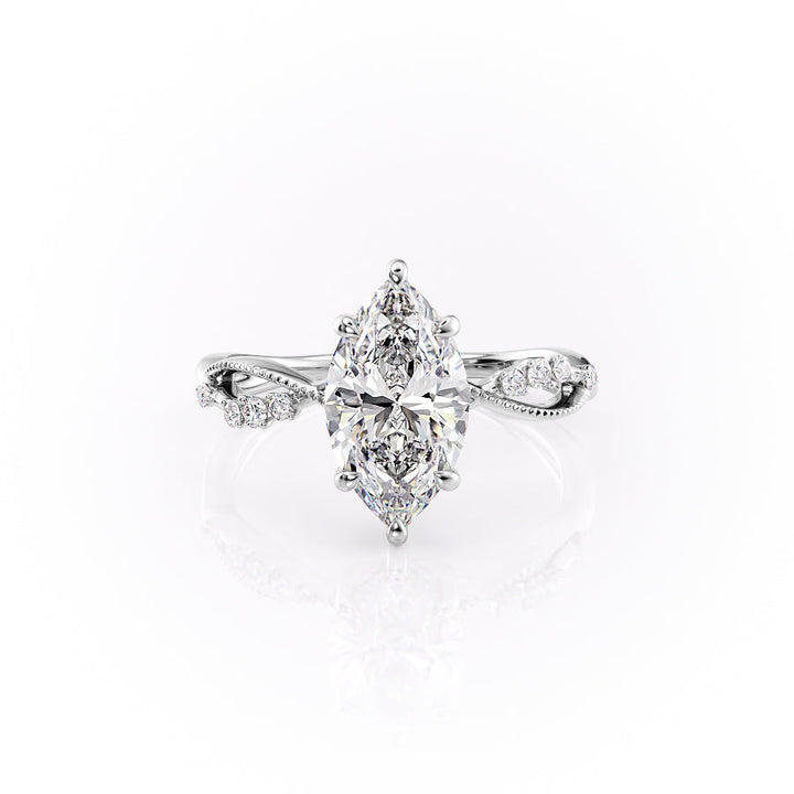 The Dallas Set With Marquise Side Stone Lab Diamond 1 Carat 14K White#material_white