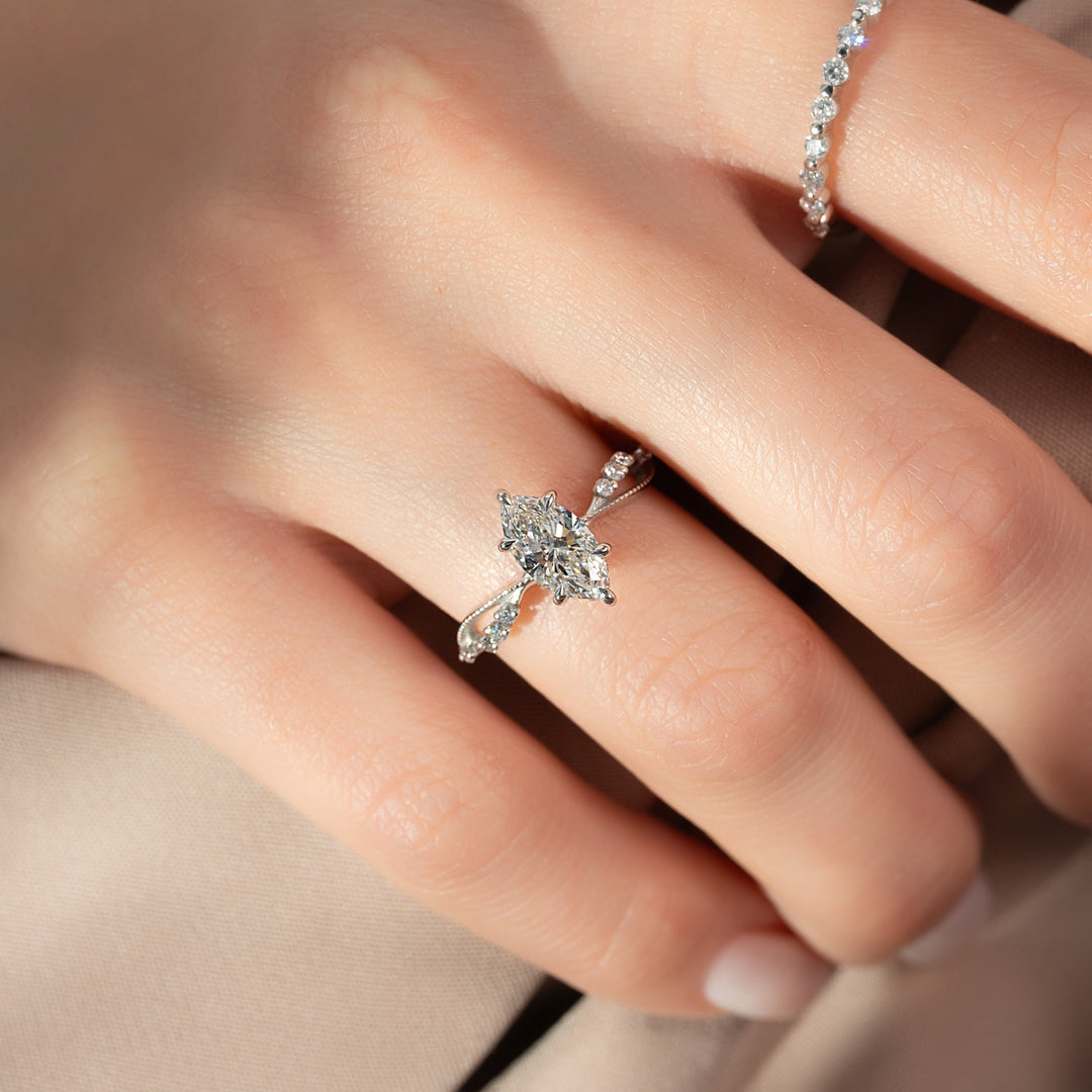 The Dallas Marquise Lab Diamond Moissanite Engagement Ring