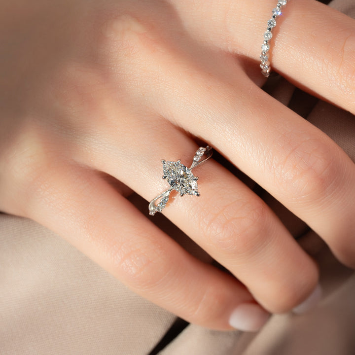 The Dallas Marquise Lab Diamond Moissanite Engagement Ring *Shown with 1 ct #material_white