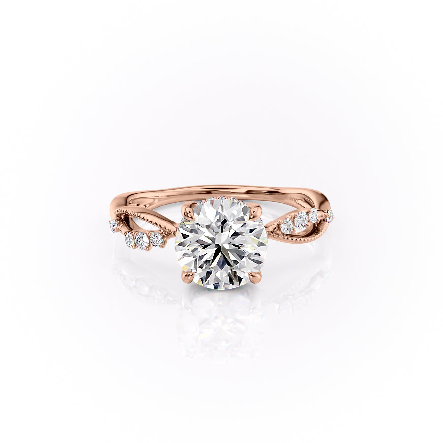 The Dallas Set With Round Nature Lab Diamond 1 Carat 14K Rose#material_rose