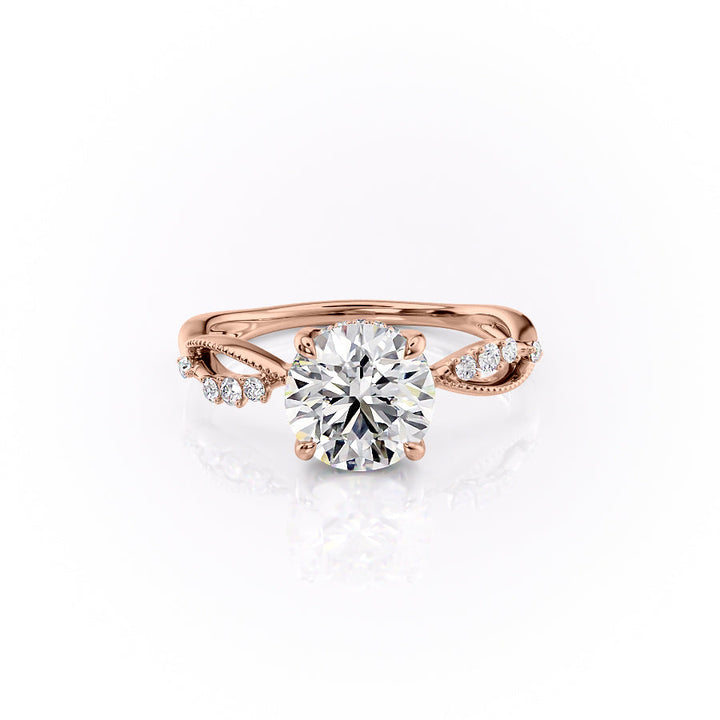 The Dallas Set With Round Nature Lab Diamond 1 Carat 14K Rose#material_rose