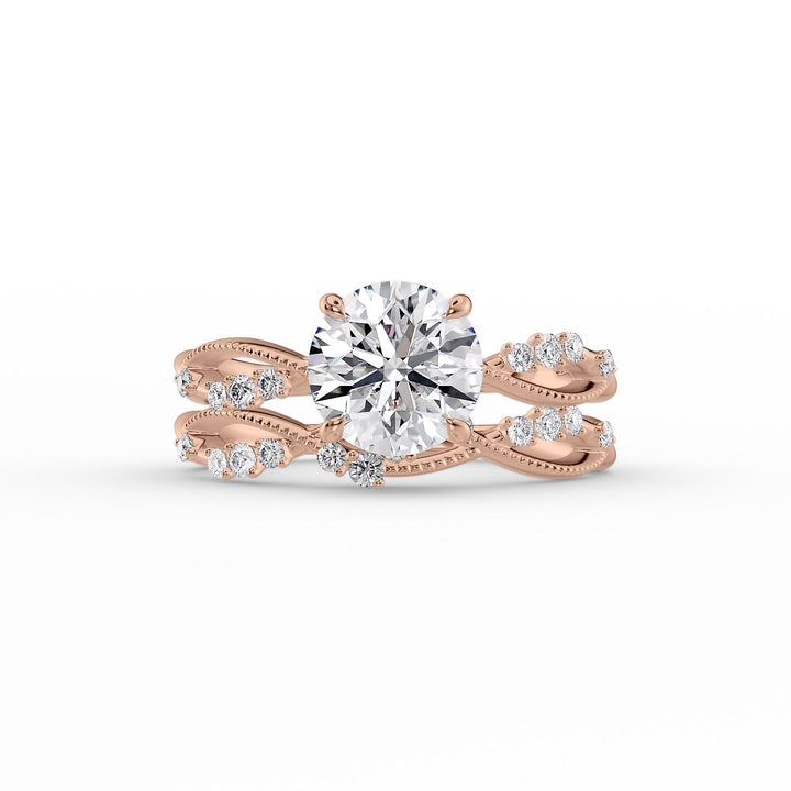 The Dallas Set With Round Nature Lab Diamond 2 Carat 14K Rose#material_rose