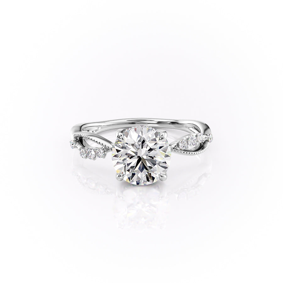 The Dallas Set With Round Nature Lab Diamond 1 Carat 14K White#material_white