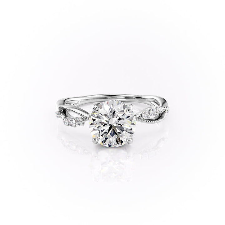 The Dallas Set With Round Nature Lab Diamond 1 Carat 14K White#material_white
