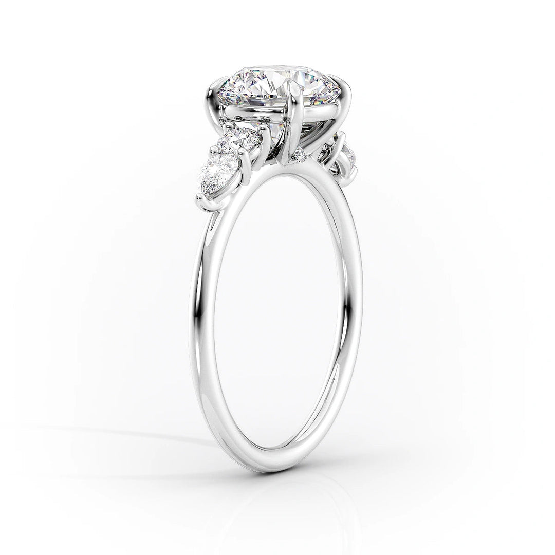 The Dylan Set With Cushion Side Stone Lab Diamond 1.5 Carat 14K White#material_white