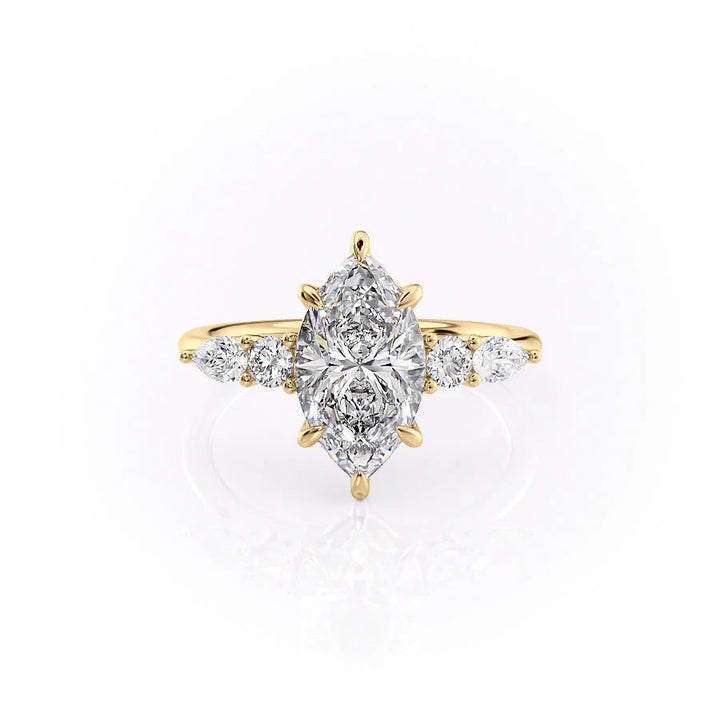 The Dylan Set With Marquise Side Stone Lab Diamond 1 Carat 18K Gold#material_18k-gold