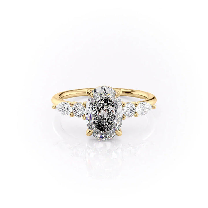 The Dylan Set With Oval Side Stone Lab Diamond 1 Carat 14K Gold#material_gold