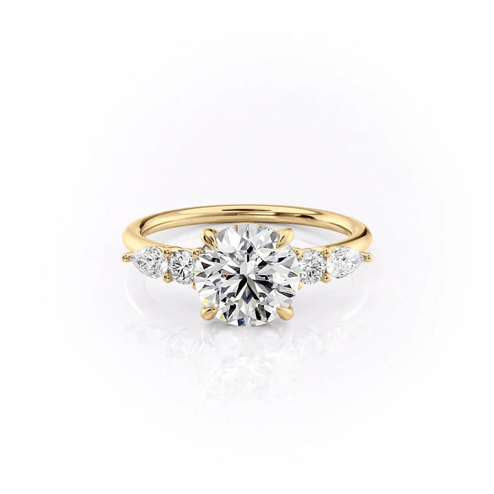The Dylan Set With Round Side Stone Lab Diamond 1 Carat 14K Gold#material_gold