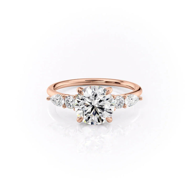 The Dylan Set With Round Side Stone Lab Diamond 1 Carat 14K Rose#material_rose