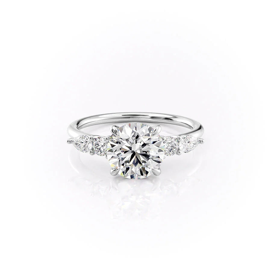 The Dylan Set With Round Side Stone Lab Diamond 1 Carat 14K White#material_white