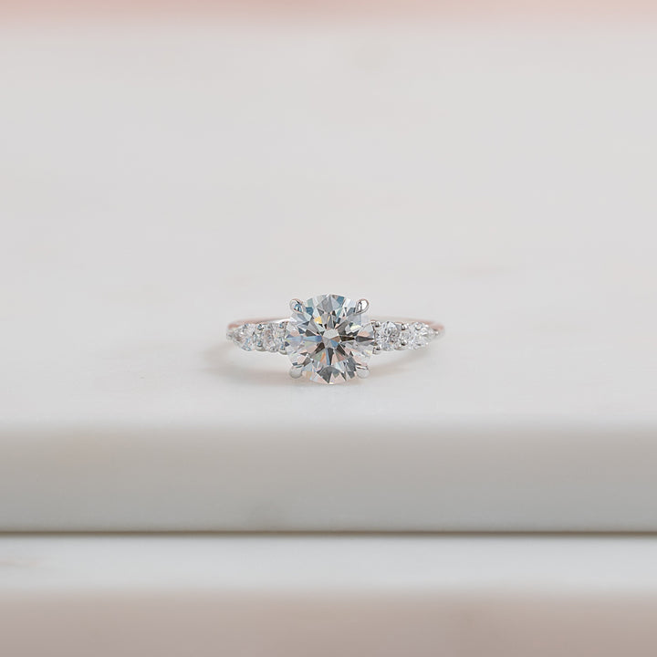 The Dylan Round Lab Diamond Moissanite Engagement Ring *Shown with 2 ct #material_white