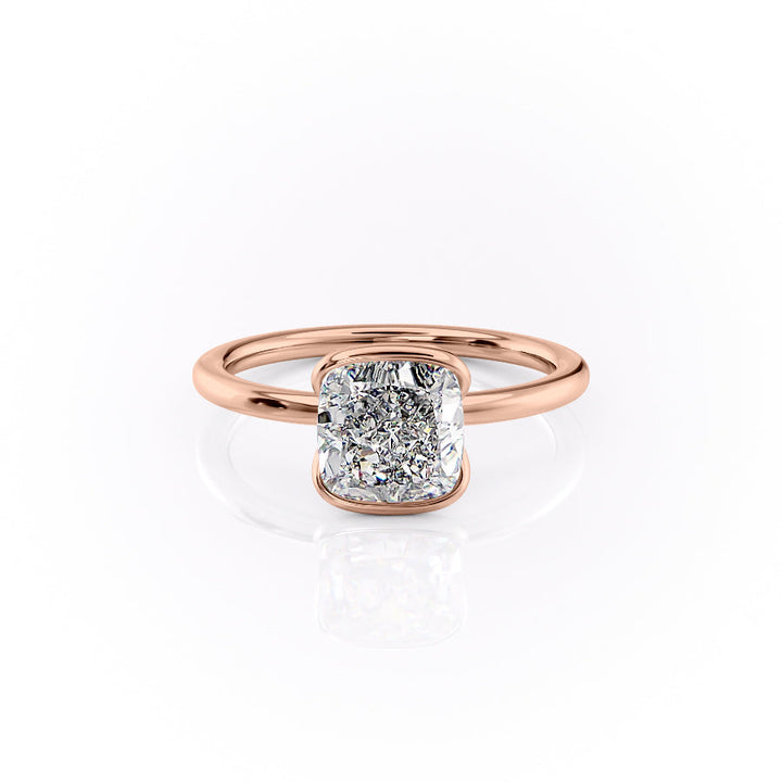 The Elina Set With A Cushion Solitaire Lab Diamond 1 Carat 14K Rose#material_14k-rose
