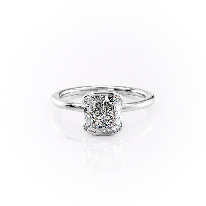 The Elina Set With A Cushion Solitaire Moissanite 1 Carat 18K White#material_18k-white
