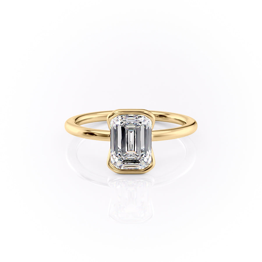 The Elina Set With A Emerald Solitaire Lab Diamond 1 Carat 14K Gold#material_gold