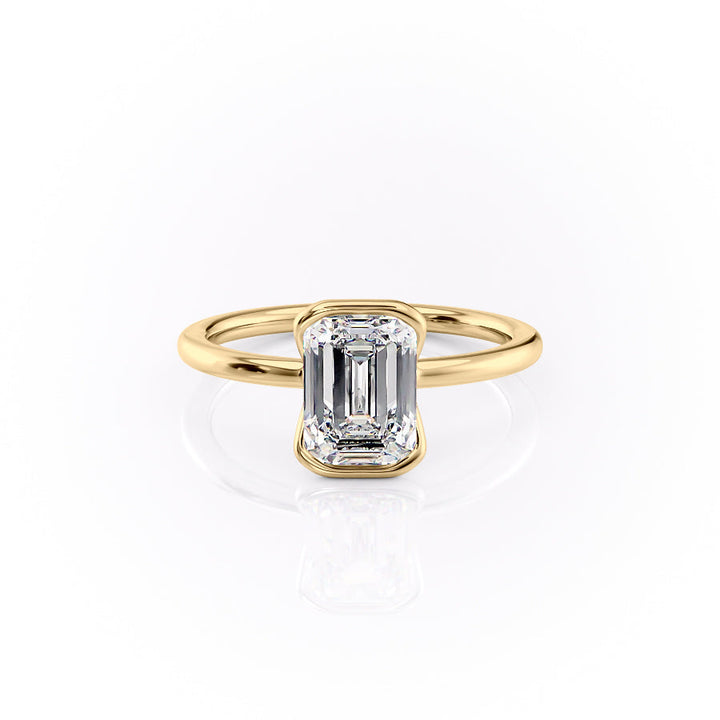 The Elina Set With A Emerald Solitaire Lab Diamond 1 Carat 14K Gold#material_gold