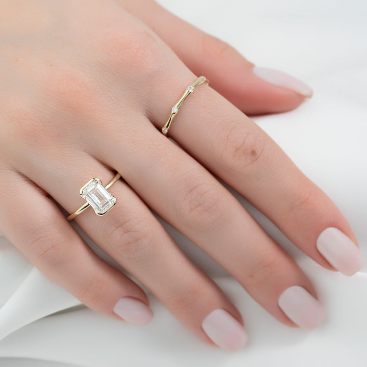 The Elina Emerald Lab Diamond Moissanite Engagement Ring *Shown with 2 ct #material_gold