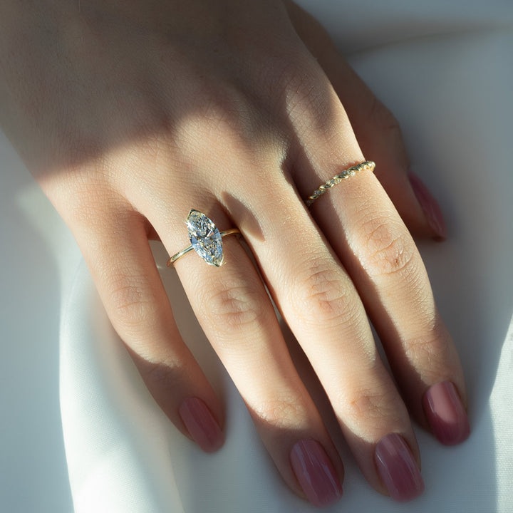 The Elina Set With A Marquise Solitaire Moissanite 2 Carat 14K Gold#material_14k-gold