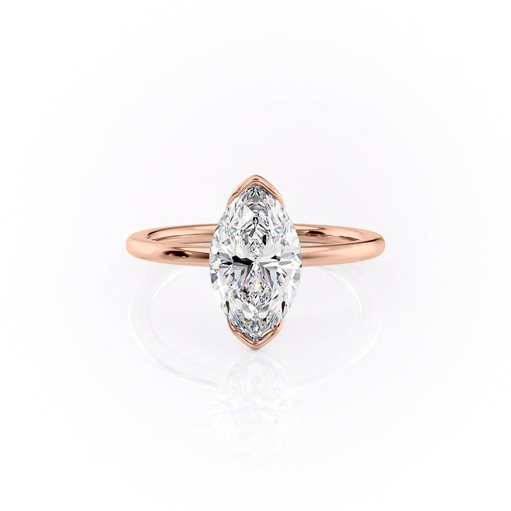 The Elina Set With A Marquise Solitaire Moissanite 1 Carat 14K Rose#material_14k-rose