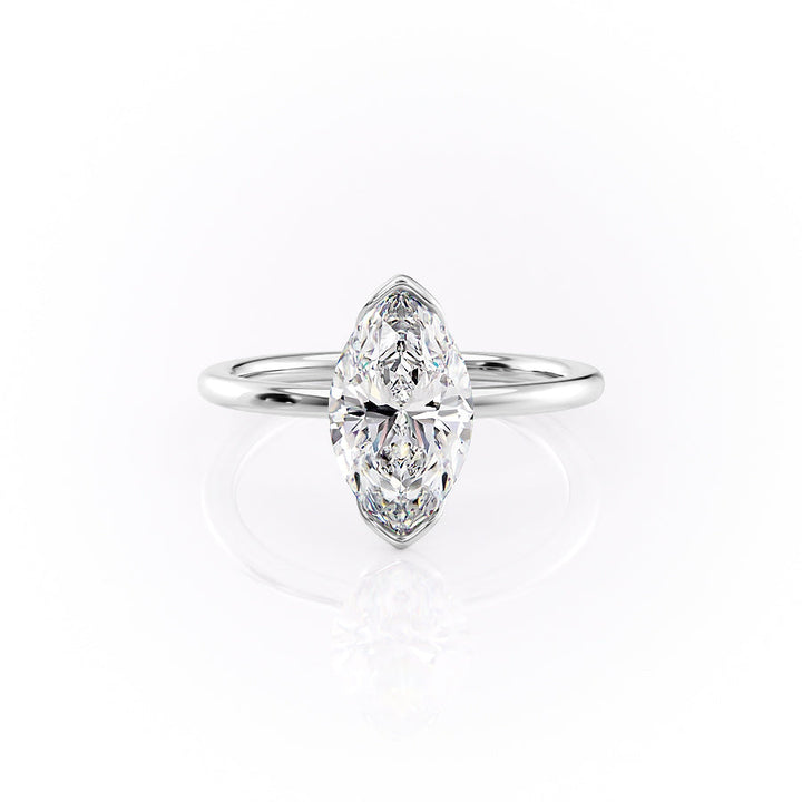The Elina Set With A Marquise Solitaire Moissanite 1 Carat 14K White#material_14k-white