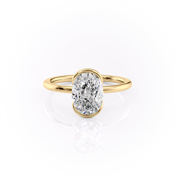 The Elina Set With A Oval Solitaire Lab Diamond 1 Carat 14K Gold#material_14k-gold