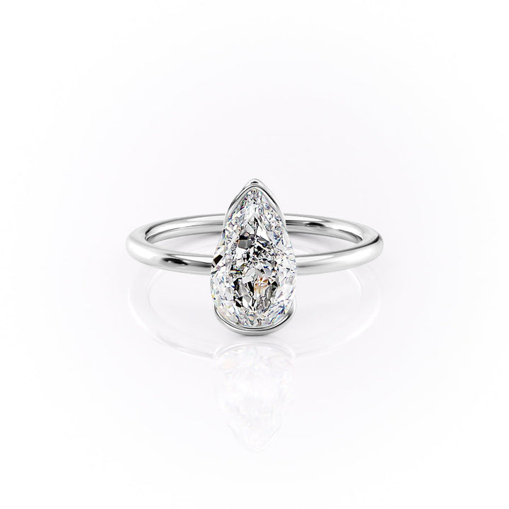 The Elina Set With A Pear Solitaire Moissanite 1 Carat 14K White#material_14k-white