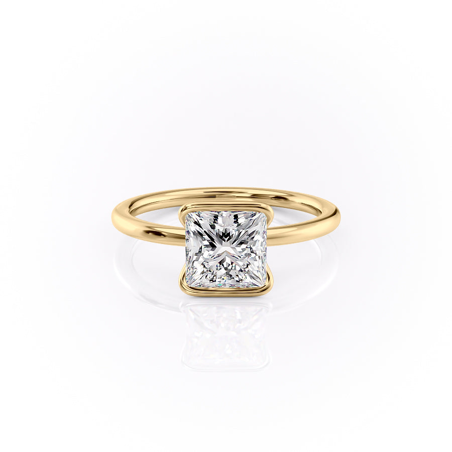 The Elina Set With A Princess Solitaire Lab Diamond 1 Carat 14K Gold#material_gold