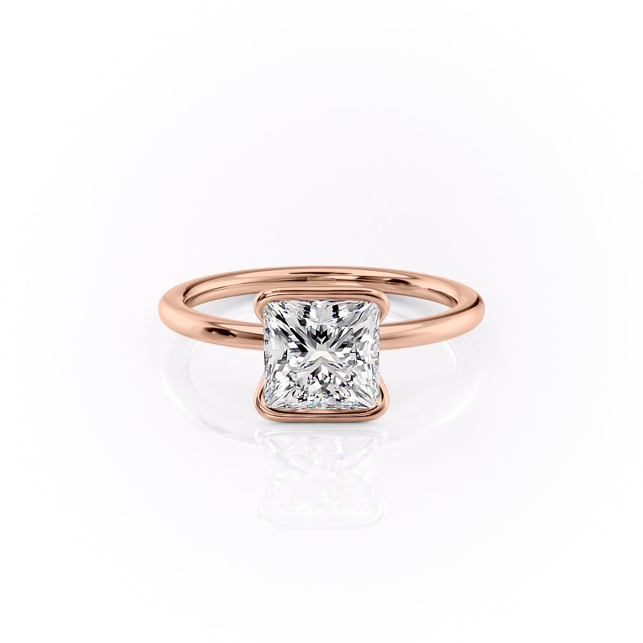 The Elina Set With A Princess Solitaire Lab Diamond 1 Carat 14K Rose#material_rose