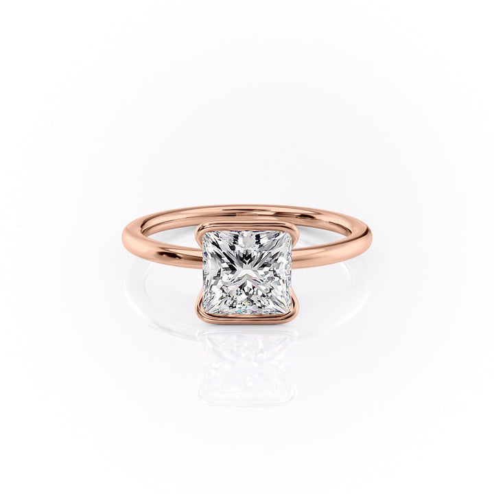 The Elina Set With A Princess Solitaire Lab Diamond 1 Carat 14K Rose#material_rose