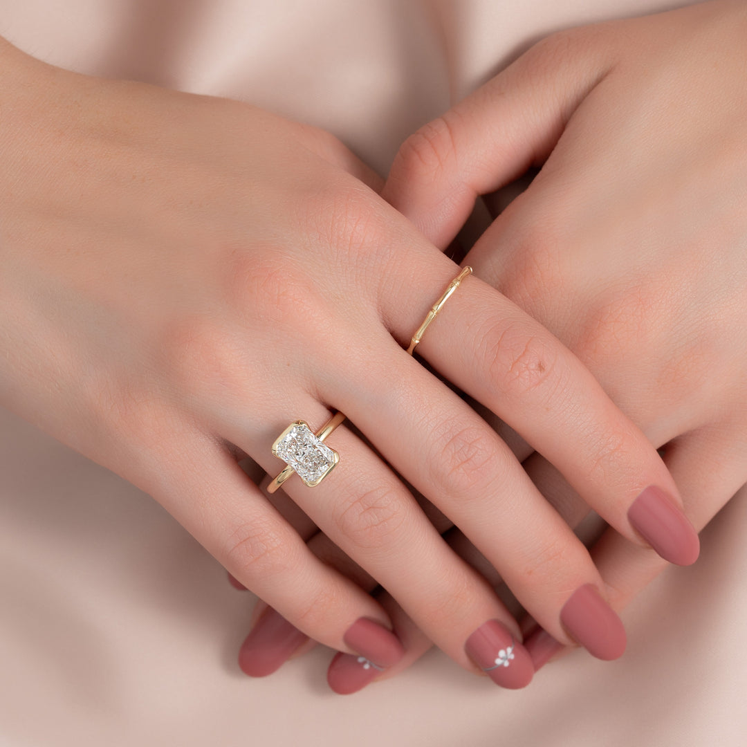 The Elina Radiant Lab Diamond Moissanite Engagement Ring