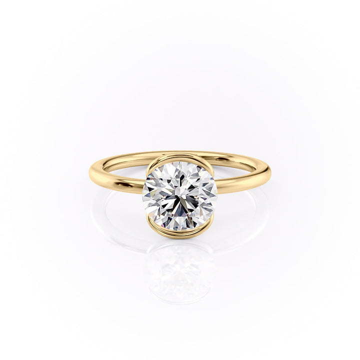 The Elina Set With A Round Solitaire Moissanite 1 Carat 14K Gold#material_14k-gold