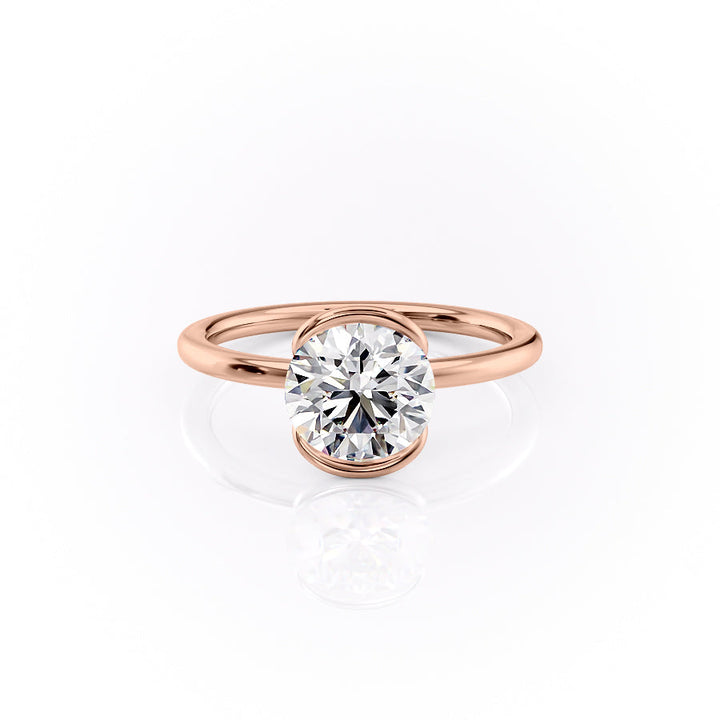 The Elina Set With A Round Solitaire Lab Diamond 1 Carat 14K Rose#material_14k-rose