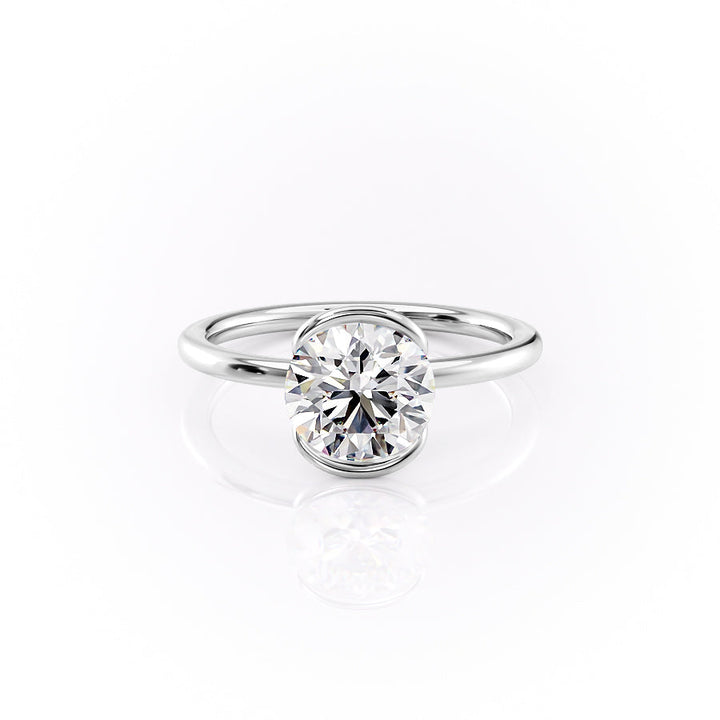 The Elina Set With A Round Solitaire Lab Diamond 1 Carat 18K White#material_18k-white