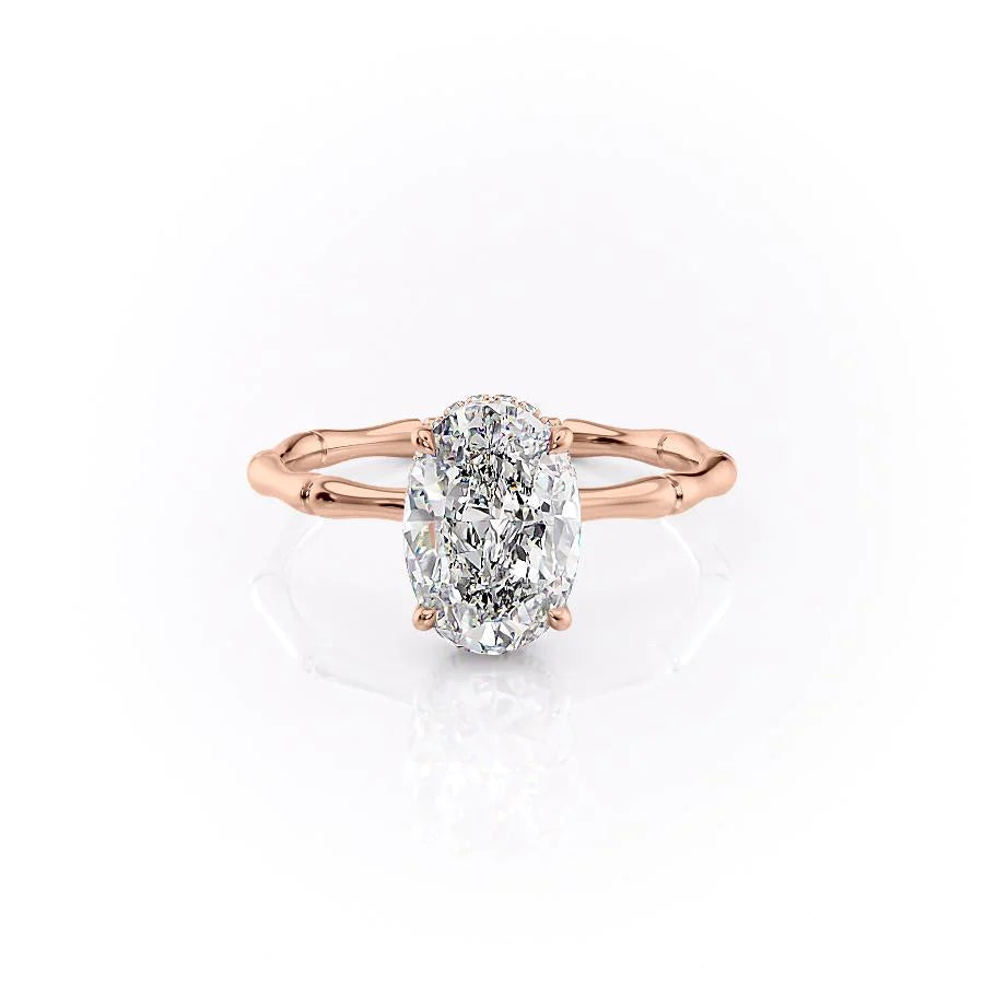 The Ember Set With Oval Nature Lab Diamond 1 Carat 14K Rose#material_rose