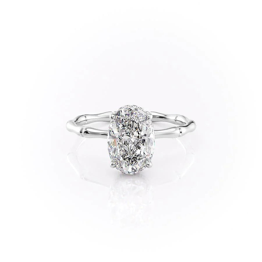 The Ember Set With Oval Nature Lab Diamond 1 Carat 14K White#material_white
