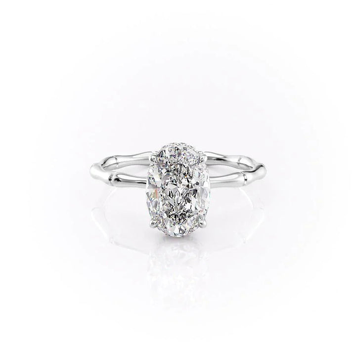 The Ember Set With Oval Nature Lab Diamond 1 Carat 14K White#material_white
