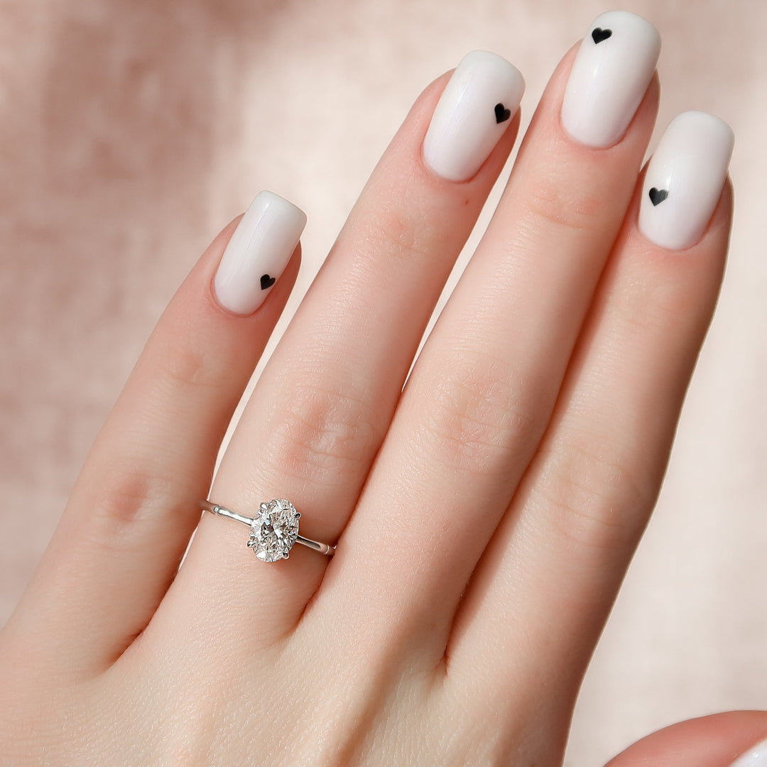 The Ember Set With Oval Nature Lab Diamond 2 Carat 14K White#material_white