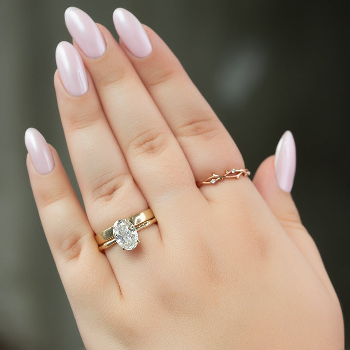 The Ember Oval Lab Diamond Moissanite Engagement Ring *Shown with 3 ct #material_gold