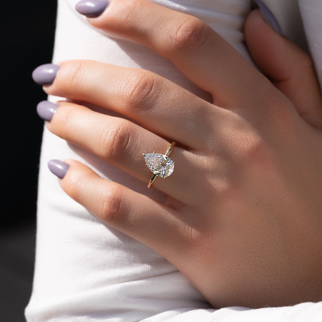 The Ember Pear Lab Diamond Moissanite Engagement Ring