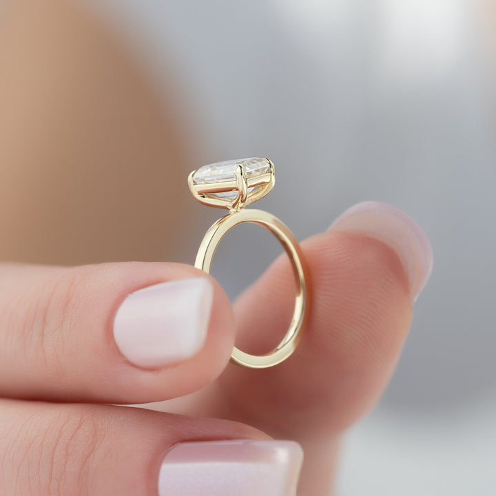 The Estella Emerald Lab Diamond Moissanite Engagement Ring *Shown with 2 ct #material_gold