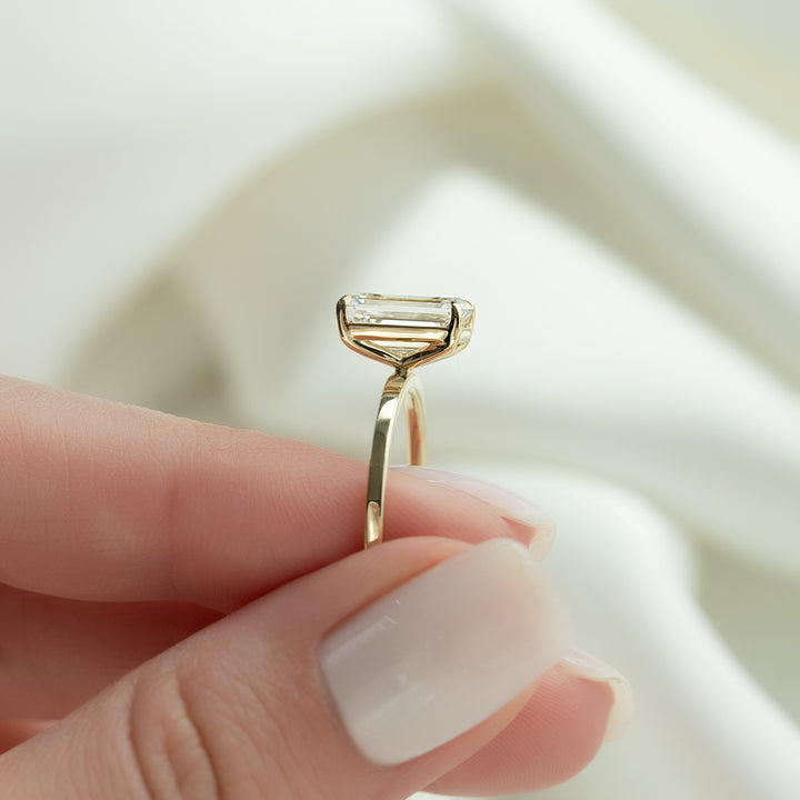 The Estella Emerald Lab Diamond Moissanite Engagement Ring *Shown with 2.5 ct #material_gold