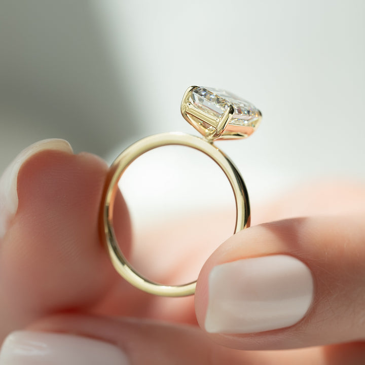 The Estella Emerald Lab Diamond Moissanite Engagement Ring *Shown with 2.5 ct #material_gold