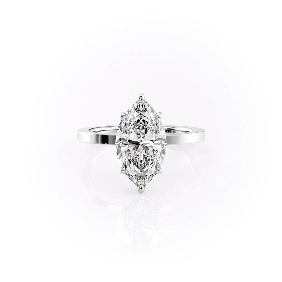 The Estella Set With Marquise Solitaire Lab Diamond 1 Carat 14K White#material_white